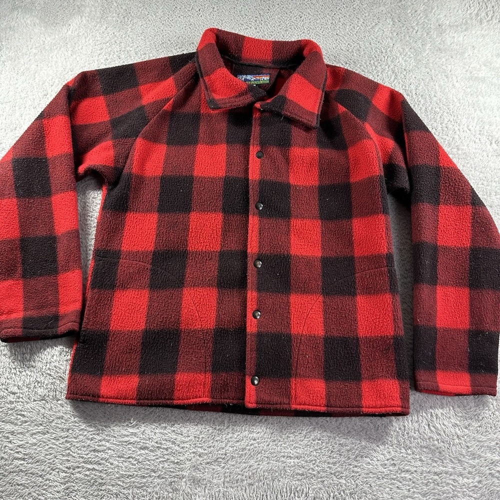 VINTAGE Denali Plaid Shacket Mens‎ Medium Fleece Button Jacket Sweater Hunting
